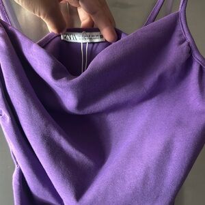 NEW Zara S Purple Cowl Neck Top